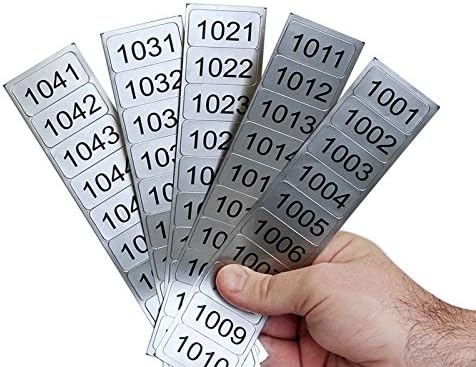 Pack of 100, Consecutive Numbered Labels/Tags - Pre-Numbered | 0.75" x 1.5" Aluminum, Made in USA