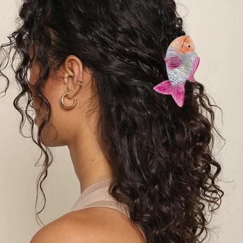 Pinzas para cabello forma pez acetato 2 piezas miniatura 5