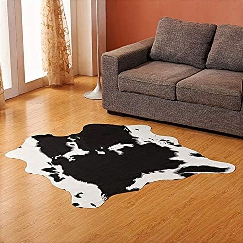 Seek4comfortable Faux Cow Print Rug5.2 Wx4.6 L Feet Faux Cowhide Skin Rug Animal Printed Area Rug Carpet for Home Office, Livingroom, Bedroom