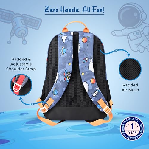 Image of Gear Astro Kid 15 inch /20L Small Water Resistant School Bag | Casual Backpack | Daypack | Travel Backpack | Kids Bag for Boys /Girls (Blue - Yellow)