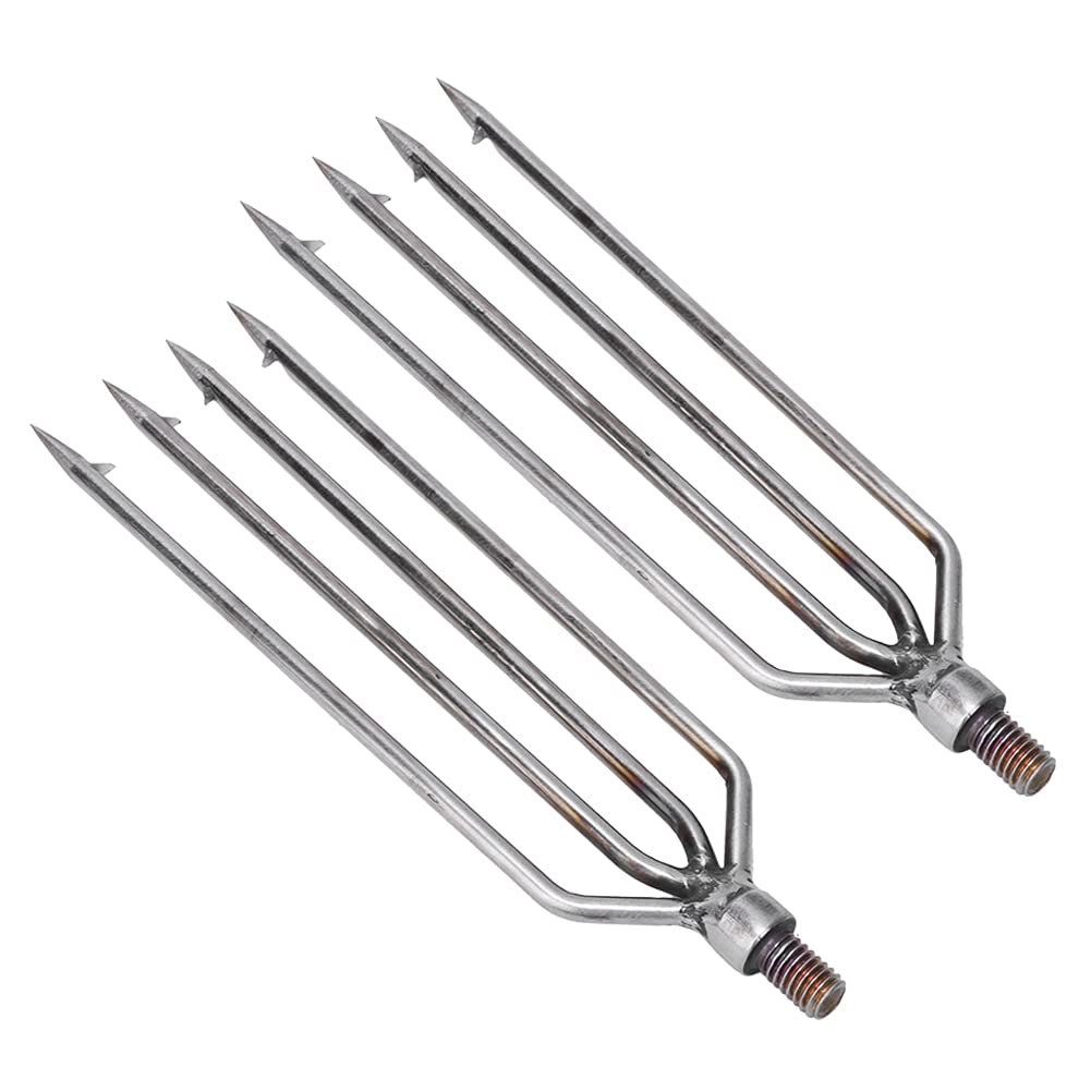 Edelstahl 4 Zinken Harpune Gig Gaff Haken Widerhaken Fischspeer Universell passendes leistungsstarkes Angelwerkzeug für Outdoor-Angler