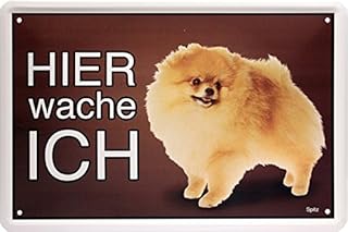 WOGEKA ART Retro Tin Sign with German Text "Hier wache ich" ("Hier wache ich") – Pointed Dog – Funny Saying as a Gift Idea for Birthday Christmas Decoration 20 x 30 cm Vintage Design Metal 1564 product image