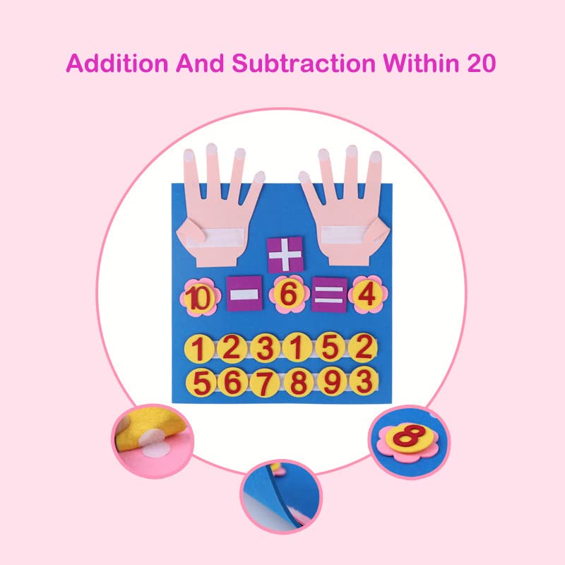 Feltro Board Numeri Dito Conteggio Giocattolo Aiuti didattici Numeri Montessori Apprendimento Bambino per Bambini Feltro Addizione e sottrazione Matematica Insegnamento