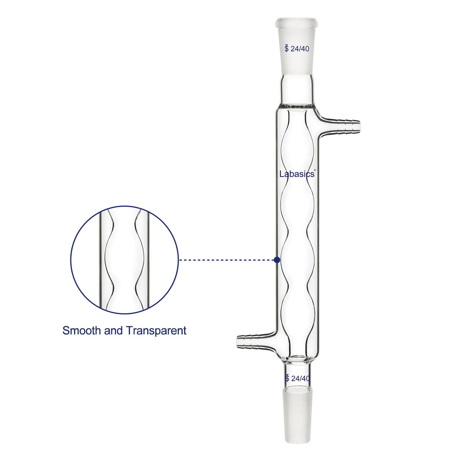 Labasics Borosilikat Glas Allihn Kondensator mit 24/40 Gelenk und 200mm Jacke Länge, Lab Glas Kondensator Glass Allihn Condenser