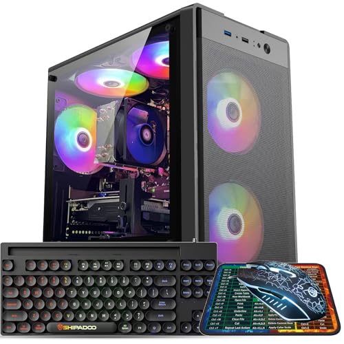 Kroteaup Gaming PC Computer Desktop,AMD Ryzen 5 5500 up to 4.2GHz, Radeon RX 590 8G, 16G DDR4, 512GB SSD, WiFi 6, RGB Fan x5, Tower Computers Windows 11 Home