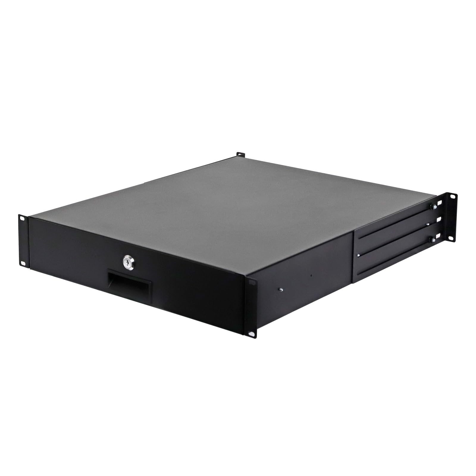 AEONS 2U Server Cabinet Case 2-Post 4-Post Rack Mount 19 inch Sliding Tray Lock Drawer 22" Deep Adjustable Rails Locking Storage for Data Network Enclosure Tools Storage