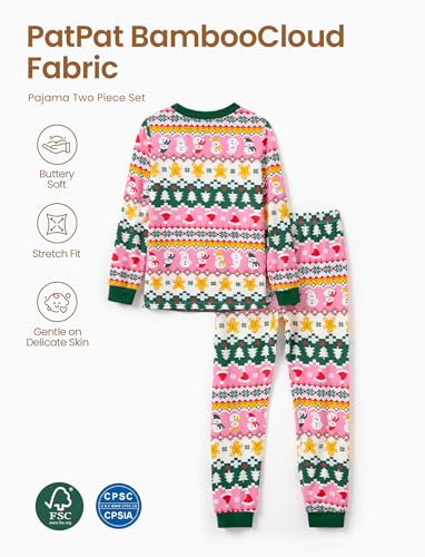Image of PATPAT Toddler & Kids Pajama Sets with Bamboo Viscose, Snug Fit Pjs for Girls, All-Season Comfort Sleepwear, Ages 2-12 Years