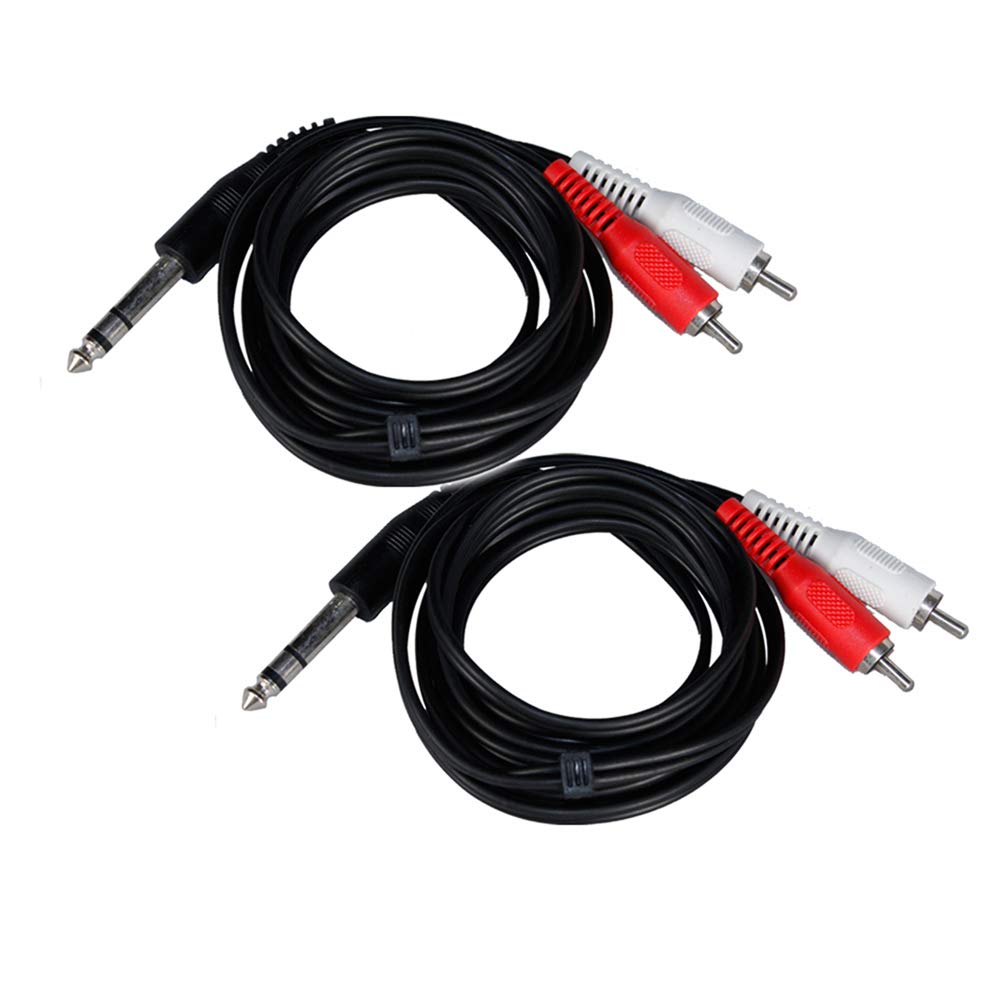 2x AV Link 6.35mm Male Stereo Jack to 2x Male Phono RCA Signal Cables 2m