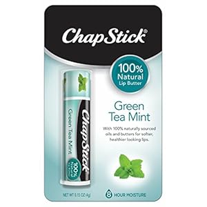 ChapStick Green Tea Mint 100 Percent Natural Ingredients Lip Butter, Moisturizing Lip Balm – 0.15 Oz