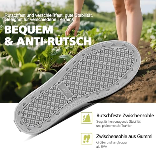 Foinledr Gummistiefel Damen Halbhoch, Wasserdicht Gefüttert Antirutsch Stiefel, Regenstiefel für Outdoor Gartenschuhe