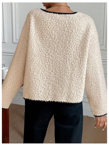 Verdusa Women's Bow Tie Teddy Coat Faux Fur Long Sleeve Jacket Outerwear with Pockets2