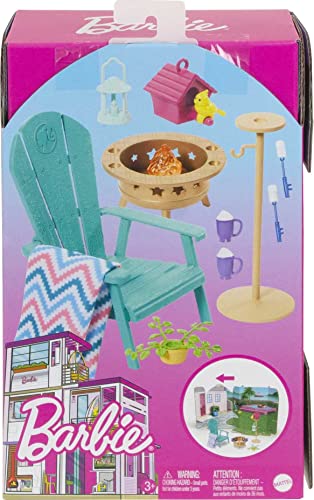 Barbie Furniture And Accessories, Doll House Decor Set With Backyard Patio, Bonfire, Birdfeeder And Birdhouse #TOP5