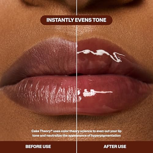 Image of POUND CAKE Cake Theory Plumping Lip Oil | Hydrating & Moisturizing Lip Oil Balm, Lip Gloss, and Lip Mask with Hyaluronic Acid | Clean, Vegan Formula | Lip Plumper Treatment | 0.23 oz, Browning