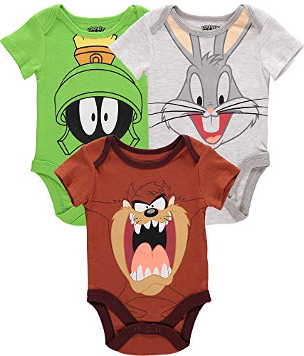Image of Looney Tunes Baby Boys Short Sleeve Bodysuit Three Pack - Multipack Baby One Pieces Featuring Characters