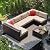 Shintenchi 7 Pieces Patio Furniture Sets Outdoor All-Weather Sectional Patio Sofa Set PE Rattan Manual Weaving Wicker Patio Conversation Set with Glass Table&Ottoman Cushion and Red Pillows, Beige