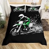 Picture of Feelyou Dirt Bike Bedding Set Queen Size Racing Themed Duvet Cover Ultra Soft Racing Motocross Rider Comforter Cover Set for Kids Boys Girls Motorcycle Bedspread Cover Room Decor (No Comforter)