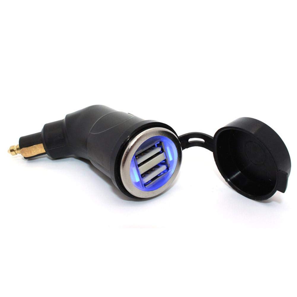 Hoembpn Adattatore per presa accendisigari maschio DIN da 30 cm, impermeabile, 12 V/24 V, mini presa USB doppia per auto, presa DIN a accendisigari femmina, cavo di prolunga per moto