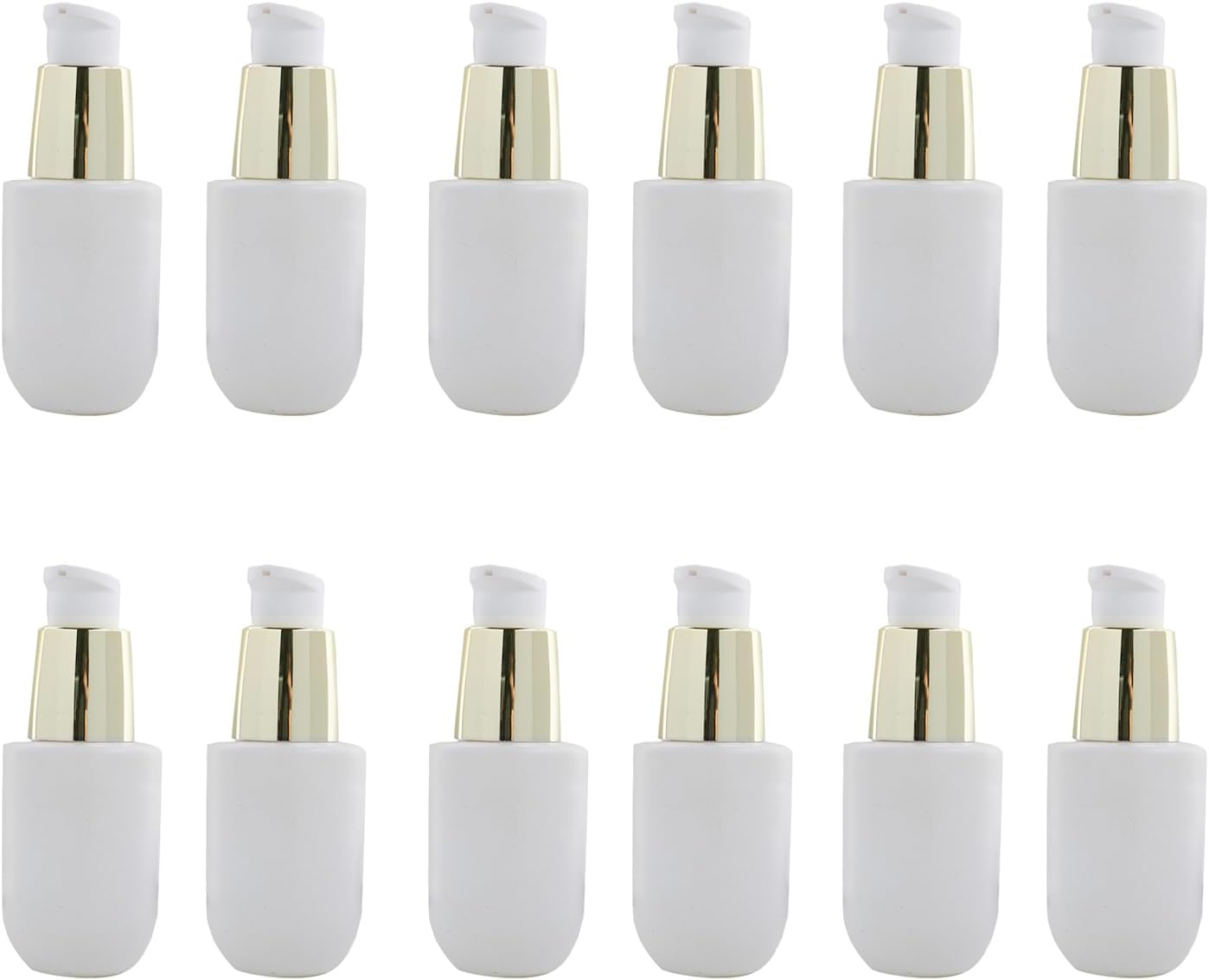20ml Empty Glass Pump Bottle, White-Coated Cosmetic Container with Gold Lotion Pump Head, 18/415 Thread, Refillable Travel-Size Bottle for Skincare Serums, Lotion,Essential Oils
