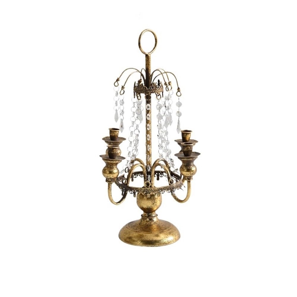 Candlestick Holder Decorative Country Romantic Iron Crystal Candlestick Ornaments Home Fashion Candle Holder Decoration for Party
