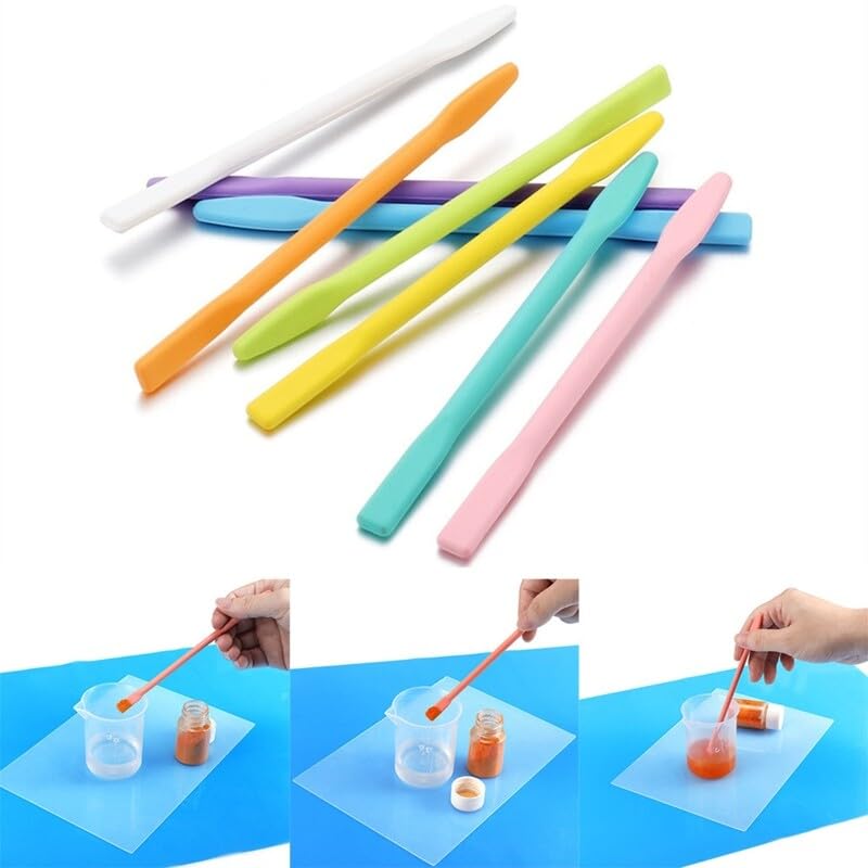 Generic PULABO 8 Color Silicone Stir Sticks Reusable Epoxy Stir Sticks Craft Tools for Mixing Resin Paint Liquid Making Glitter Tumble Stylish