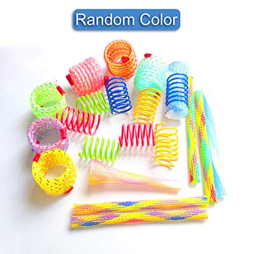 WishLotus Spring Cat Toys, Colorful Cat Spring Toy and Cat Tube Toy Telescopic Cat Mesh Pole Cat Jumping Toy Flexible & Shapable Kitten Chew Toys to Kill Time (20pcs)