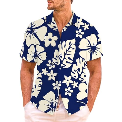 Chemise hawaiienne noire a manches courtes pour homme et son tee-shirt imprime