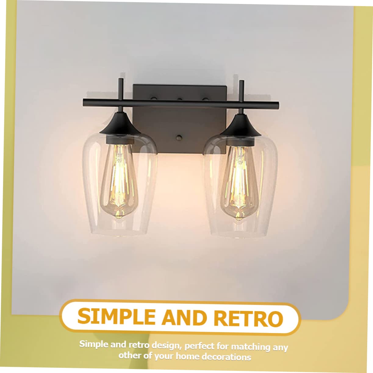 Veemoon Retro Flammige Bad Wandlampe mit Klarglas und Vintage Spiegelleuchte für Flur Schlafzimmer Wohnzimmer Stilvolle Badezimmerbeleuchtung mit Natürlicher Warmer Atmosphäre