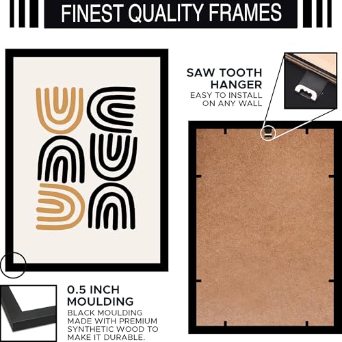 Image of BLINKART Vintage Bauhaus Retro Geometric Aesthetic Poster Gallery | Colorful Wrap Framed For Home Office Studio Living Room Modern Art Studio Decoration Abstract Shapes | (d72) | 13x10 Inch