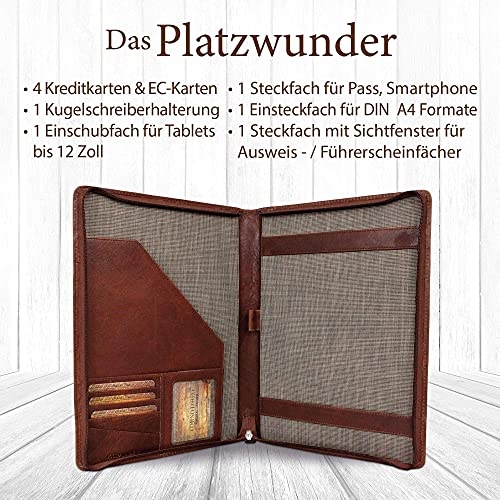 Corno d´Oro Portablocco in vera pelle, cartellina