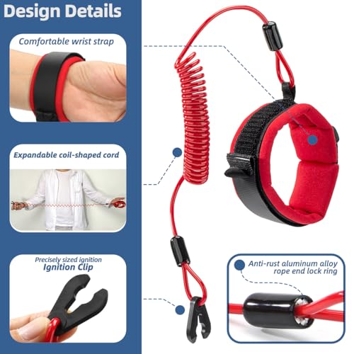 Image of Floating Wrist Lanyard Compatible with Yamaha WaveRunner Mwv-Lancd-00-Rd, Boat Kill Switch Keys Lanyard Fits for Yamaha VX110, WaveRunner FX SVHO 2019, Waverunner GP1800, XLT 800 Jet Ski Wrist Strap