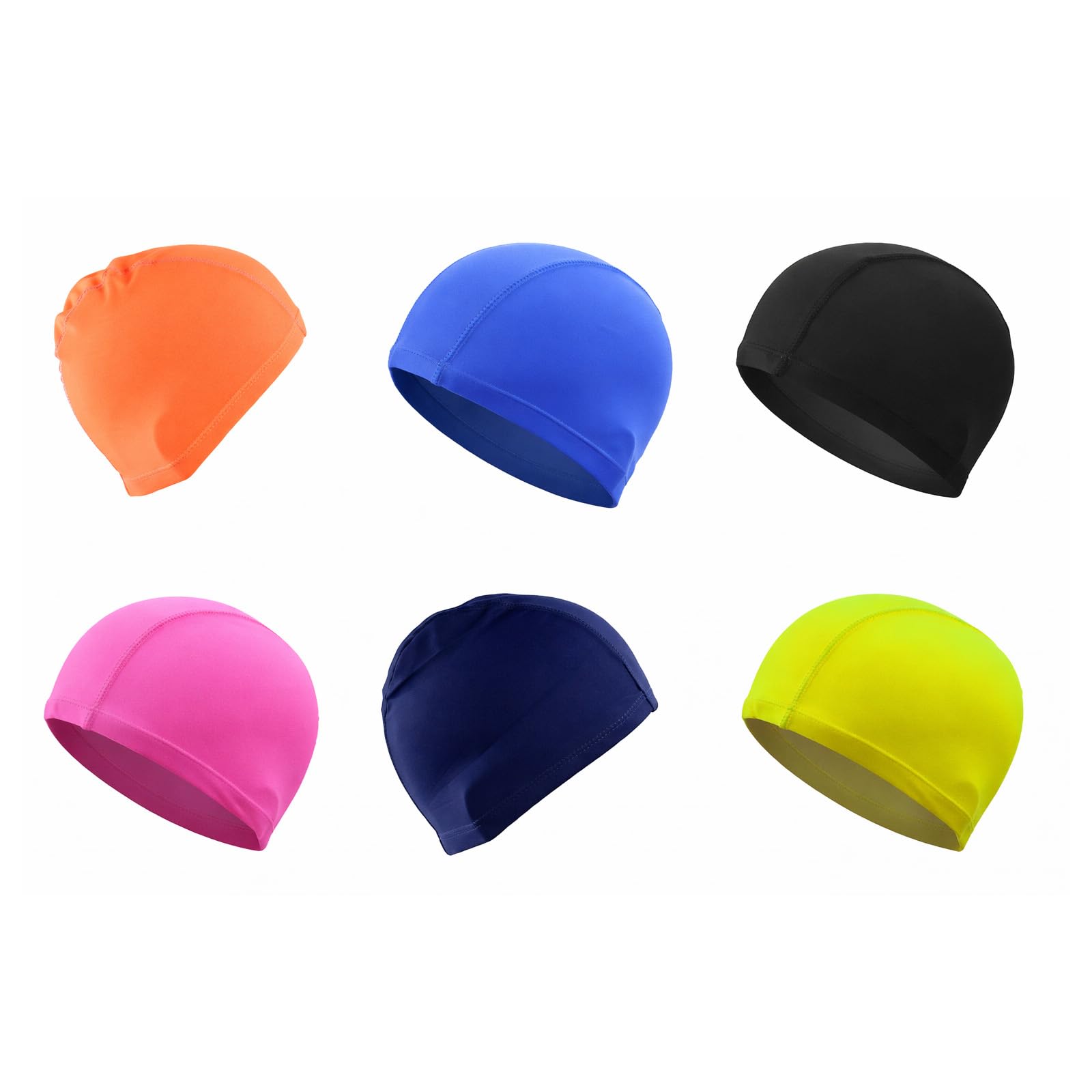 Bamily 6Pcs Swimming Cap, Multicolor Swim Cap for Adults Unisex, Elastic Comfortable Non-slip Polyester Bathing Cap, Lightweight Durable for Swimming, Water Sports & Daily Use