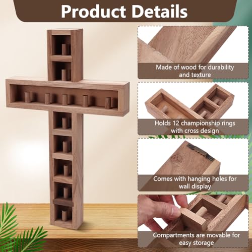 Vitrine murale en bois ORIGACH pour 12 bagues de championnat - 4