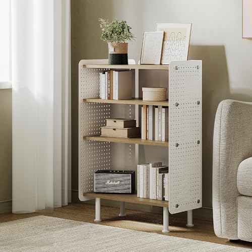 Fenge 4 Niveaux Meuble de Rangement avec Plaque Suspendue, Bibliothèque avec Pieds, Étagere à Livres, Oraganiseur, Placad, Meuble de Chevet, pour en Salon,...