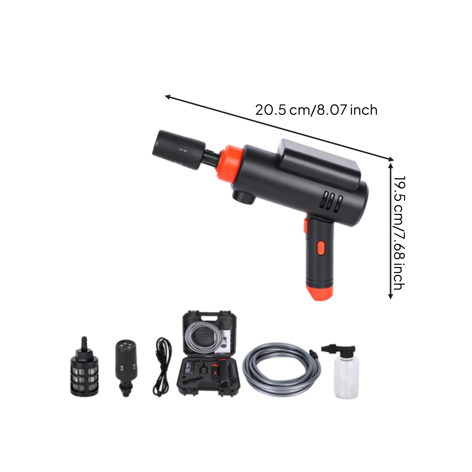 Sharplace Hidrolavadora con Bomba Agua Multifunción Hidrolimpiadora Portátil Limpiador para Viajes, 18 V, Negro Y Naranja
