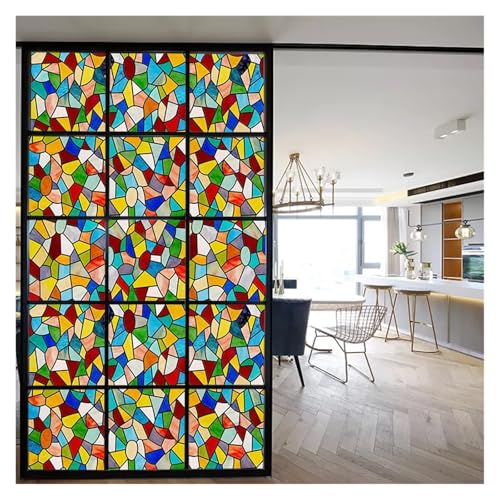 Pegatinas Autoadhesivas de lámina for el hogar con vitrales electrostáticos esmerilados Pintados con Estilo Retro de Iglesia(Color-3,40X60CM)