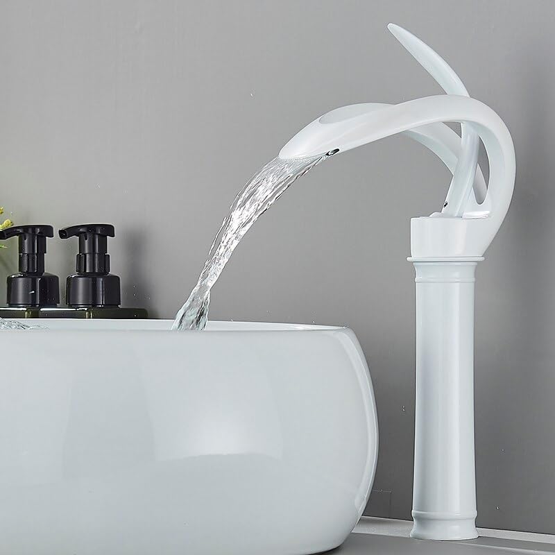 Robinet cascade élégant blanc et noir en laiton haut de gamme