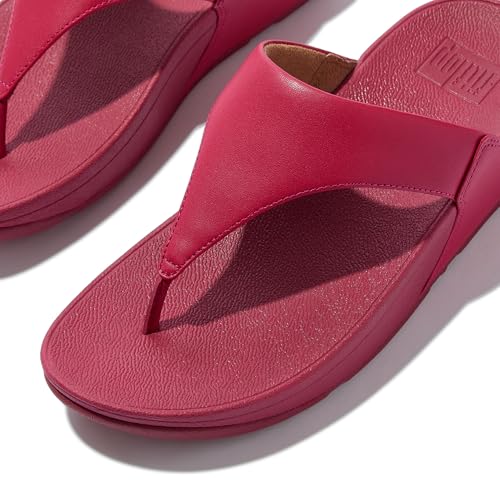 Image of FitFlop Women's Lulu Leather Toepost Redberry 7.5