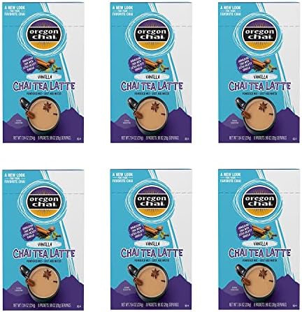 Oregon Chai Vanilla Chai Tea Latte Single Serve Powdered Mix, 8 Count (Pack of 6)