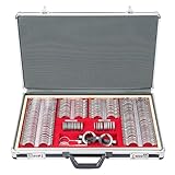 AISITESY Trial Lens Set Optical Trial Lenses 268 Piece Trial Lens Set Metal Edge Aluminum Case Adjustable Eye Test Trial Frame Grade A