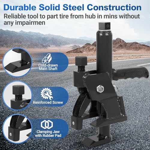 Image of Manual Tire Bead Breaker with Handle and Rubber Pad, Fit for 38 and 42 Inches Tires Changer, Easy-Operated Tire Repair Tool for ATVs, UTVs, Tractors, Trucks, Heavy Duty Tires Car Repair (Black)