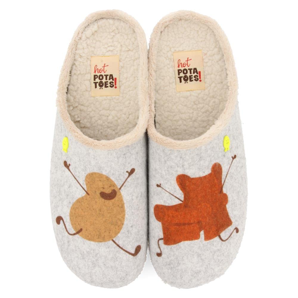 HOT POTATOES Men's Dartry Slipper, Grey, 10.5 UK