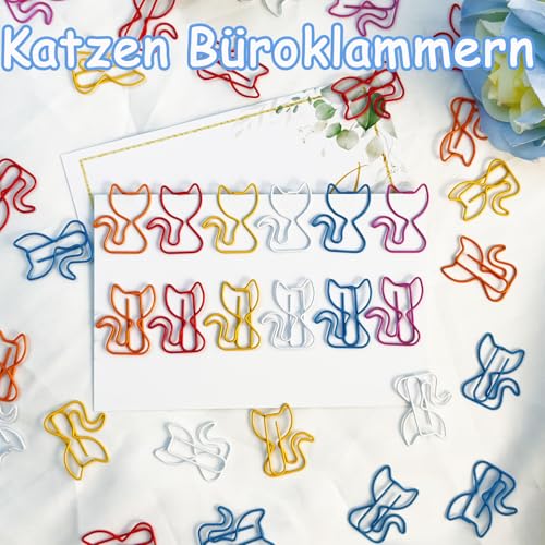luckaide Büroklammern, 50 Stück Katze Büroklammern Motiv Bunt Groß Büroklammer Büroklammern Metall Klammern Paper Clips Katze Papierklammern Kreative Lesezeichen Für Büro Zuhause Lehrer Studenten