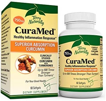 Terry Naturally CuraMed 750 mg - 60 Softgels - Superior Absorption BCM-95 Curcumin Supplement , Promotes Healthy Inflammation Response - Non-GMO , Gluten-Free , Halal - 60 Servings