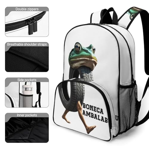 Boneca-Ambalam Merch Large Travel Backpack Italian-Brainrot Meme Waterproof Lightweight Daypack White 44x32x19cm3