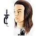 HAIREALM Male Mannequin Head 100% Human Hair Hairdresser Training Head Manikin Cosmetology Doll Head (Table Clamp Stand Included) HG0408W