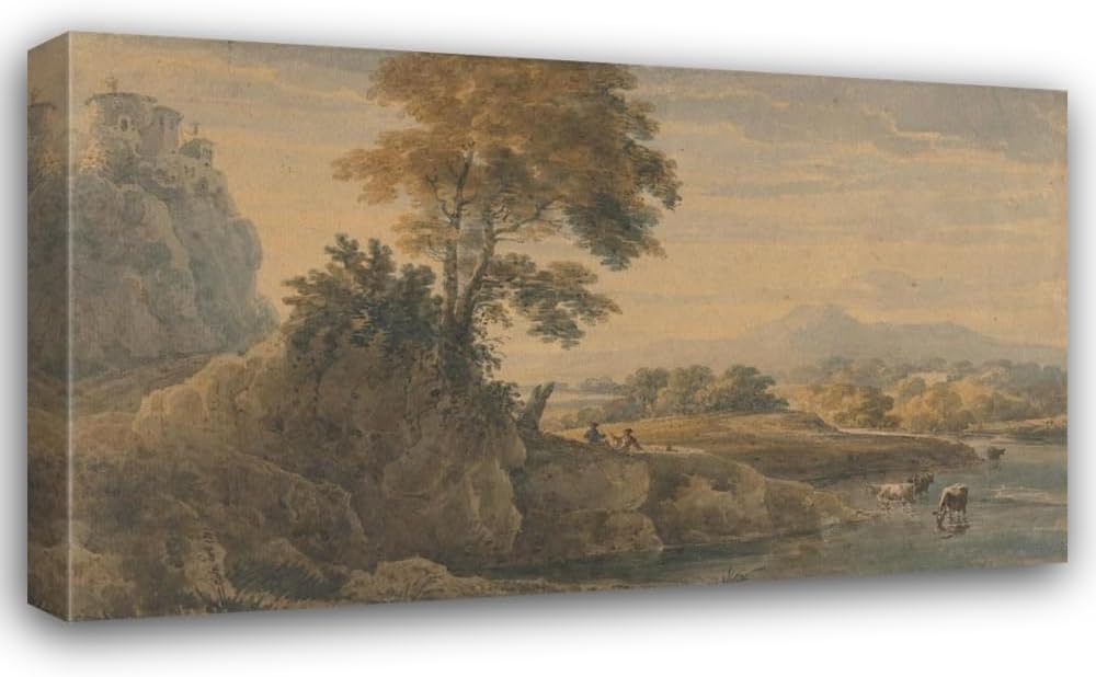 ArtDirect Romantic Landscape (ca. 1801) Custom Framed Art Print Giclee Print or Canvas Options with Various Sizes and Customization by Thomas Girtin
