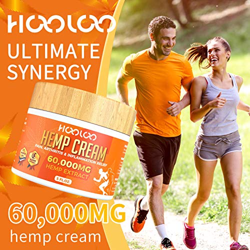 Hemp Cream, HOOLOO 60,000 Natural Hemp Extract Cream, Fast Relief, Muscle, Joint, Lower Back, Knees, Fingers, Nerves, Made in USA, 5oz - Image 7