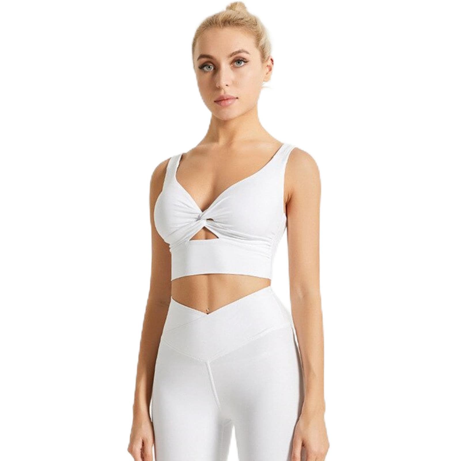 Biustonosz sportowy z kokardką z czerwonego krzyża kobiety Nude wysoki elastyczny jednolity kolor joga Fitness bielizna nowy seksowny damski stanik sportowy Top