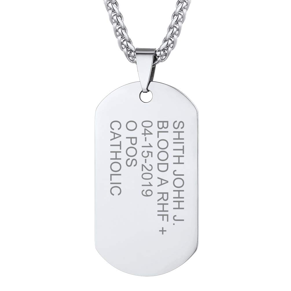PROSTEELColgante Chapa Militar Personalizado, Puede Poner Nombre Alergia Tel. Foto y Grabados, Collar Dog Tag Identificativo