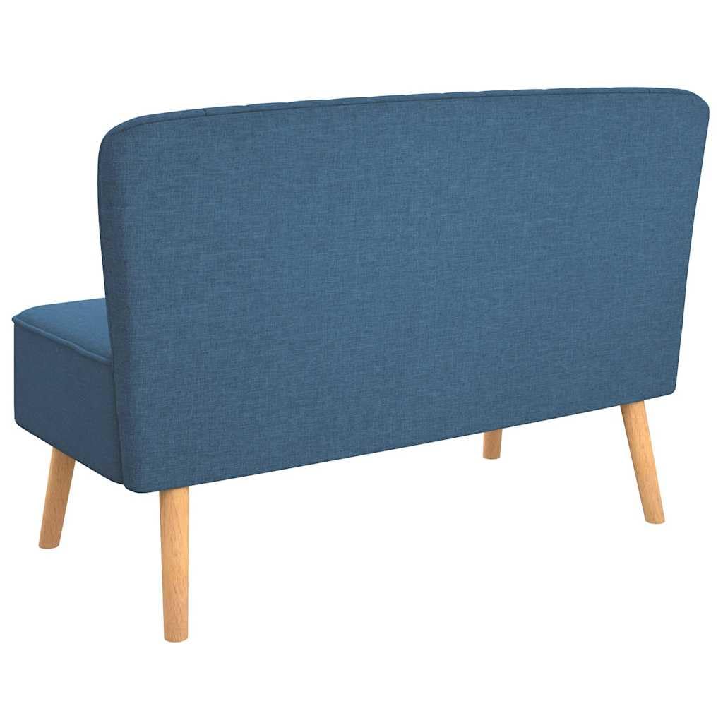 Canape 2 Places 117x55,5x77 cm Tessuto Blu Legno | Telaio in legno solido, comodo cuscino imbottito, seduta per soggiorno, facile da montare